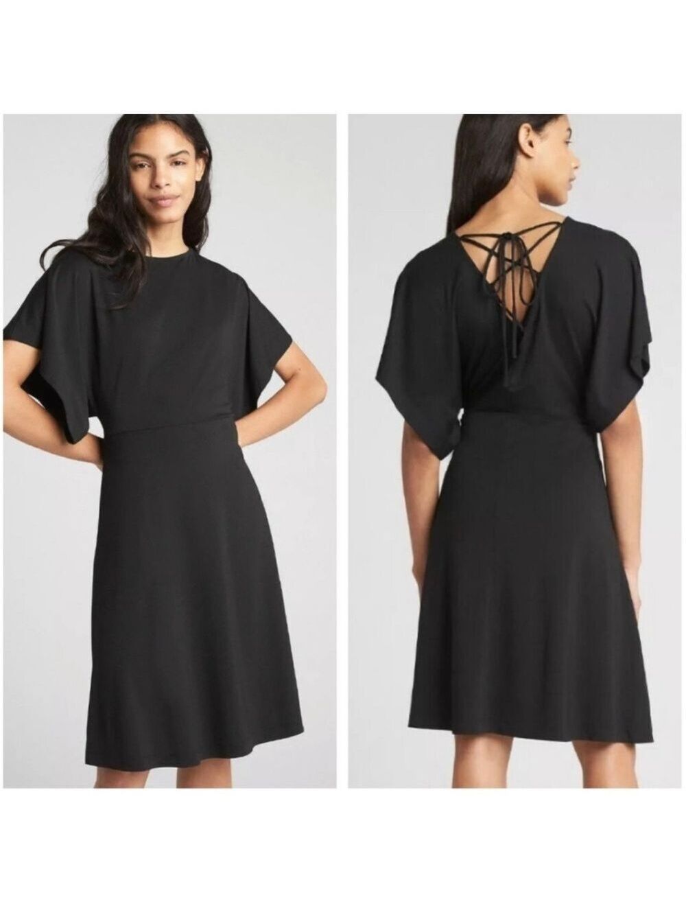 GAP Lace Up Dolman Sleeve Ponte Dress Size Small